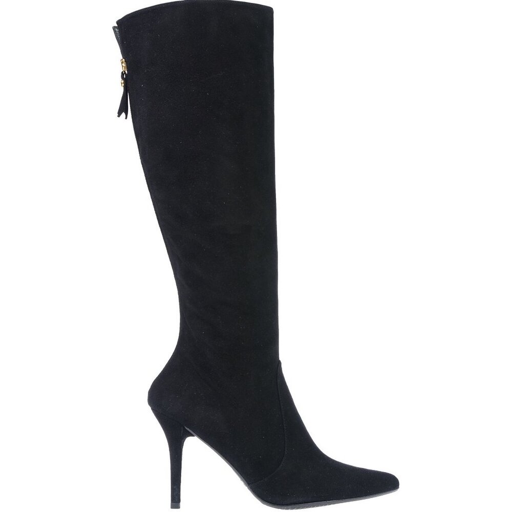 NEW Stuart Weitzman Tall Suede Boot, EU 38.5, Sleek Black Pointed Stiletto